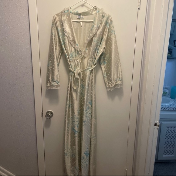 Vintage Ballet New York Lingerie Piegnoir Set Maxi Gown & Robe Satin Nylon Sz M - Picture 2 of 11